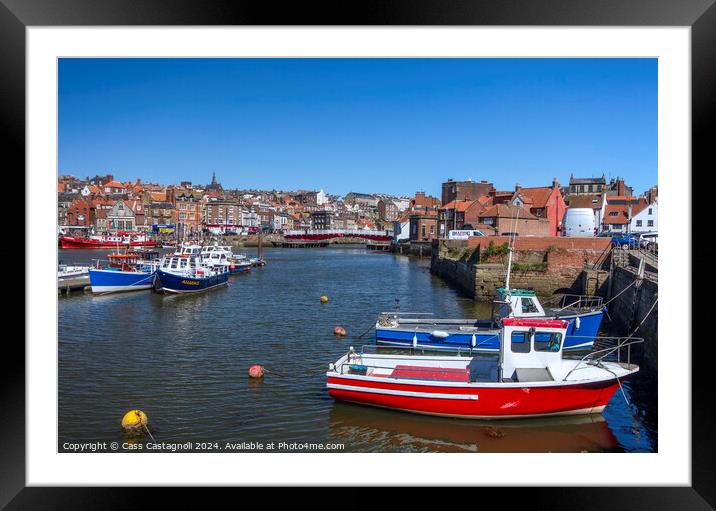 Whitby Harbour Framed Mounted Print by Cass Castagnoli