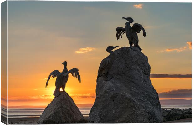 Bird Sculpture, Morecambe, at Sunset Canvas Print by Keith Douglas