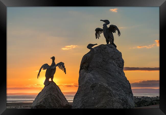 Bird Sculpture, Morecambe, at Sunset Framed Print by Keith Douglas