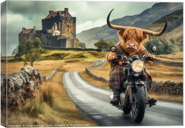Highland Cow Road Trip Canvas Print by Craig Doogan
