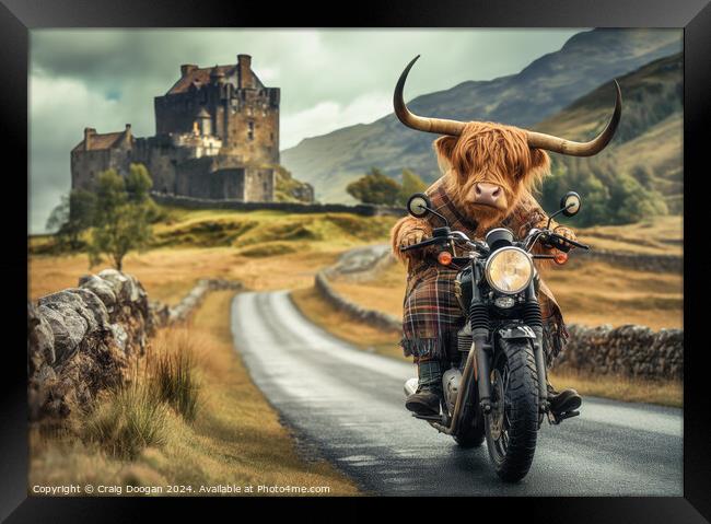 Highland Cow Road Trip Framed Print by Craig Doogan