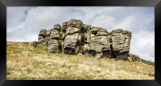 Rock outcrop in the Forest of Bowland Framed Print by Keith Douglas