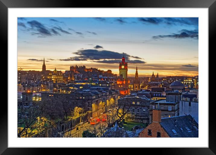 Edinburgh Skyline at Sunset Framed Mounted Print by Darren Galpin