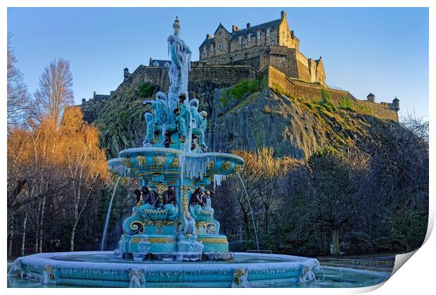 Edinburgh Castle and Ross Fountain  Print by Darren Galpin