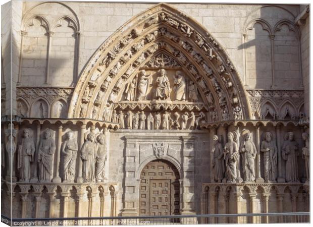 North door of the Cathedral - Burgos Canvas Print by Laszlo Konya