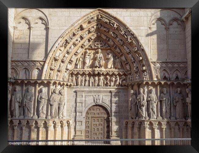 North door of the Cathedral - Burgos Framed Print by Laszlo Konya