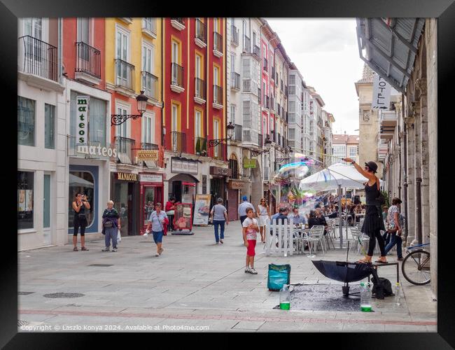 Street performer - Burgos Framed Print by Laszlo Konya