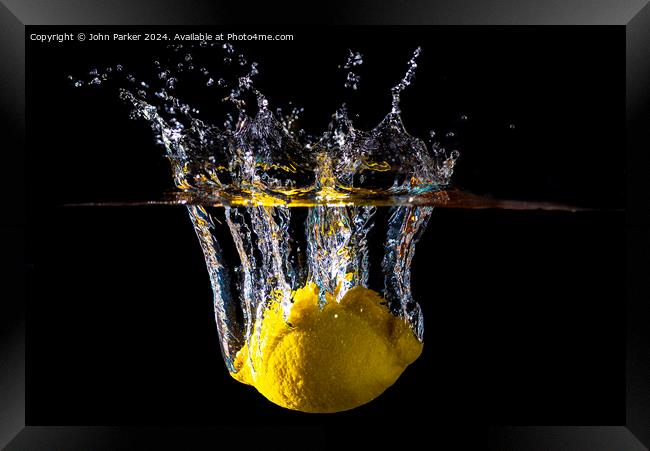 Splash Lemon Framed Print by John Parker