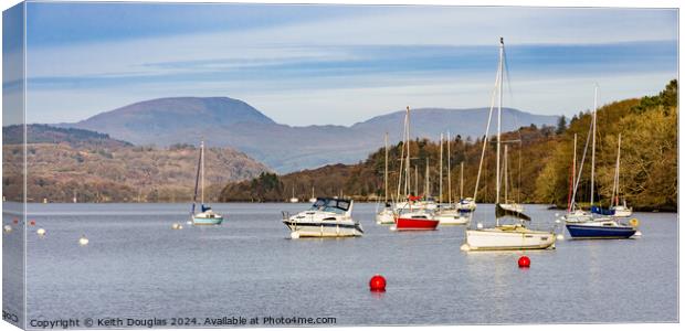 Boats on Lake Windermere Canvas Print by Keith Douglas