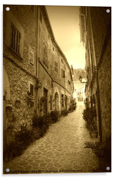 Small Street in Valldemossa, Mallorca (aged effect Acrylic by Gavin Liddle