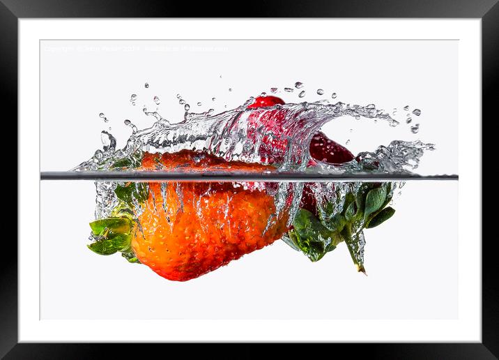 Splash Strawberries Framed Mounted Print by John Parker