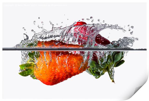 Splash Strawberries Print by John Parker