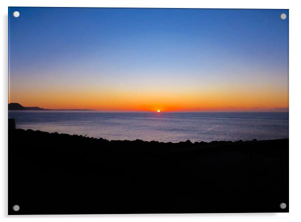 Lyme Regis Sunrise Dorset  Acrylic by Beryl Curran