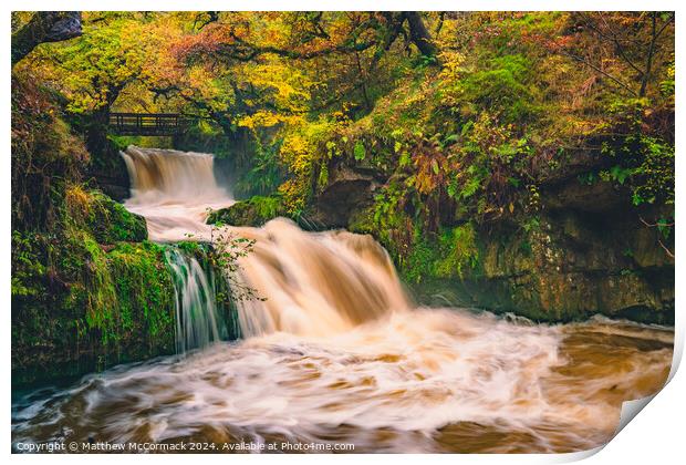 Sychryd Waterfall - South Wales Print by Matthew McCormack