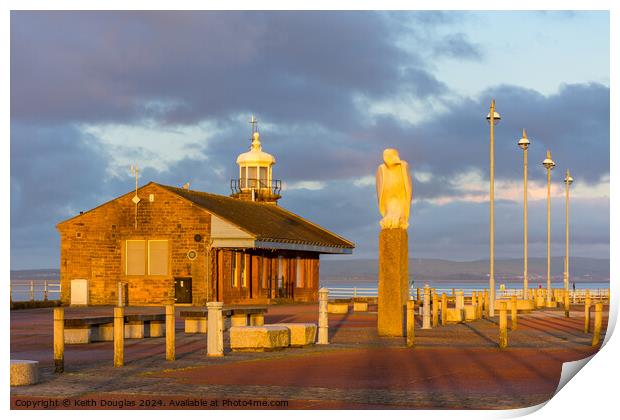 Morecambe Stone Jetty Cafe and Mythical Bird at su Print by Keith Douglas