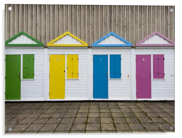 Beach huts Acrylic by Rory Trappe