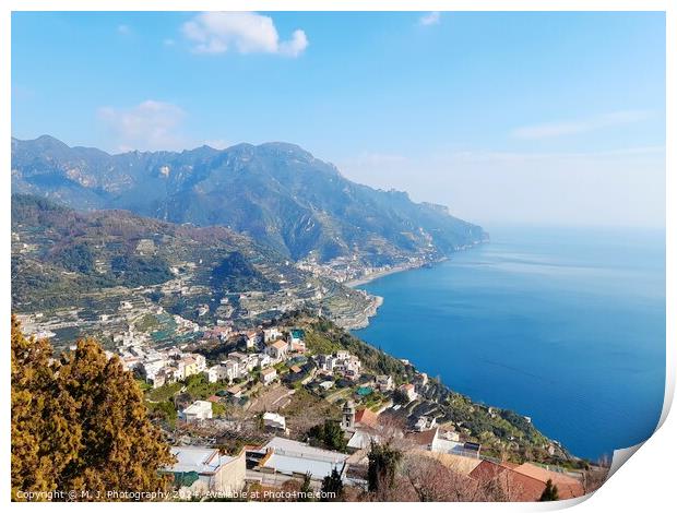 Outdoor mountain on Amalfi coast in italy  Print by M. J. Photography