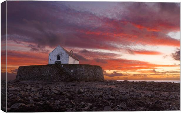 St Cwyfan's church Canvas Print by Rory Trappe