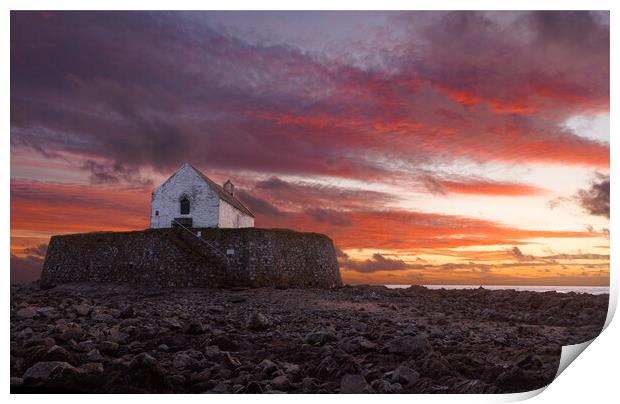 St Cwyfan's church Print by Rory Trappe