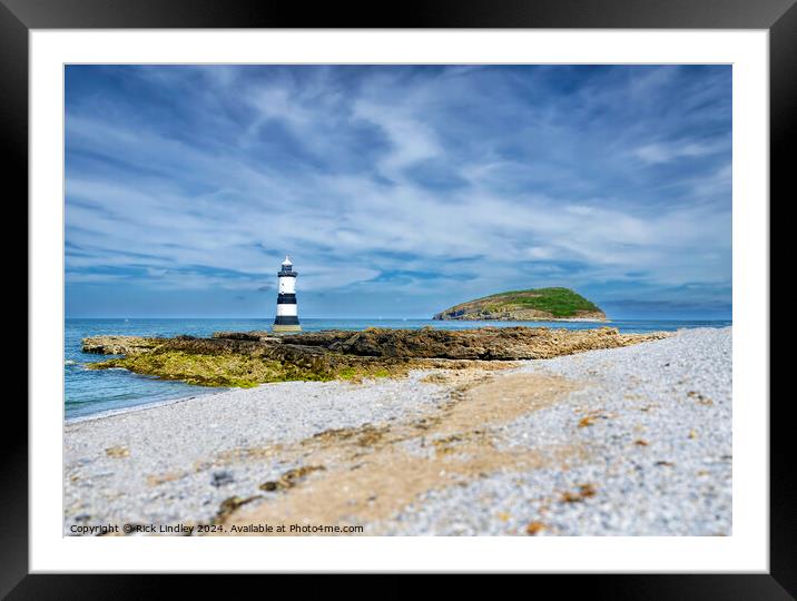 Penmon Lighthouse Anglesey Framed Mounted Print by Rick Lindley