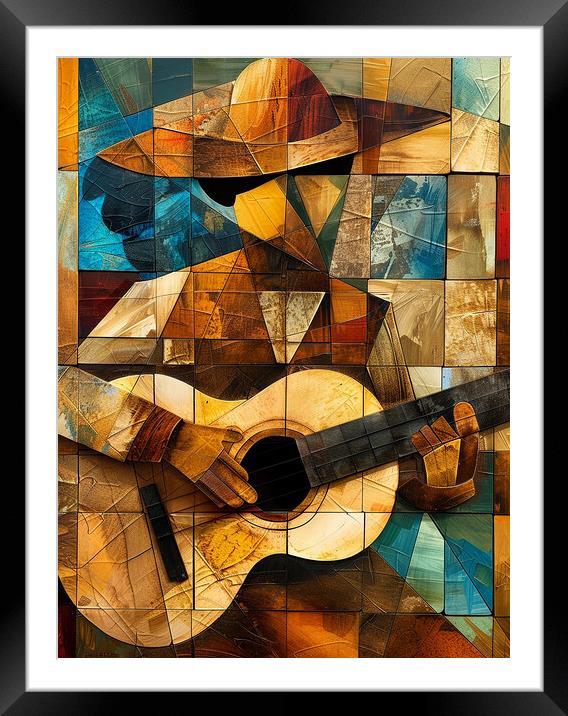 Spanish Guitarist Cubism Framed Mounted Print by Steve Smith