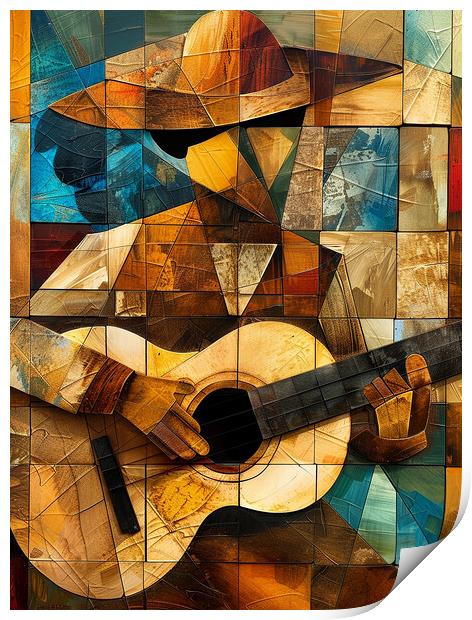 Spanish Guitarist Cubism Print by Steve Smith