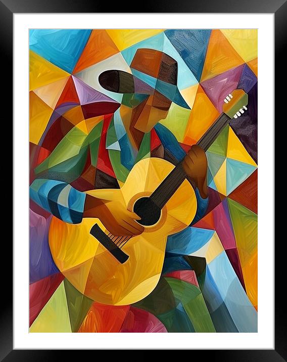 Spanish Guitarist Cubism Framed Mounted Print by Steve Smith