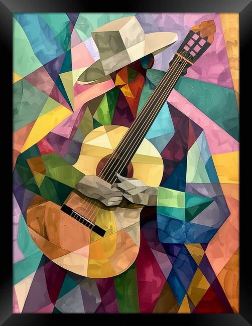 Spanish Guitarist Cubism Framed Print by Steve Smith