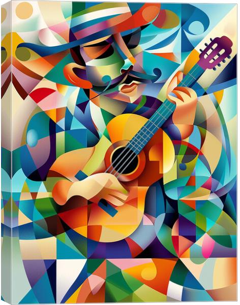 Spanish Guitarist Cubism Canvas Print by Steve Smith