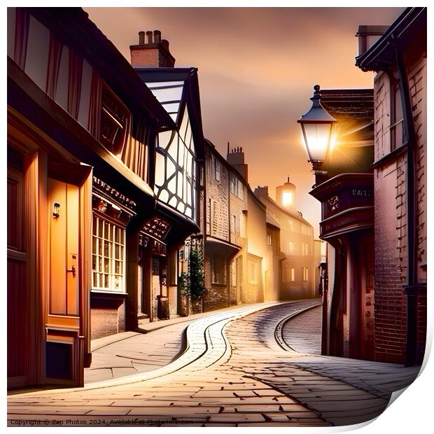 The street Yorkshire  Print by Zap Photos