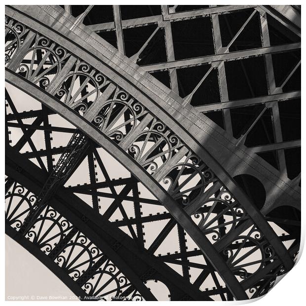 Eiffel Tower Ironwork Print by Dave Bowman