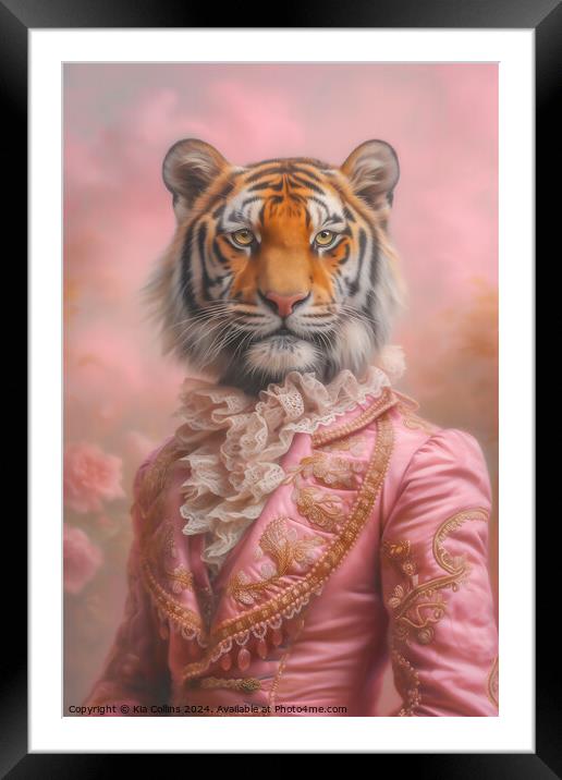 Pink Tiger Portrait Framed Mounted Print by Kia Collins