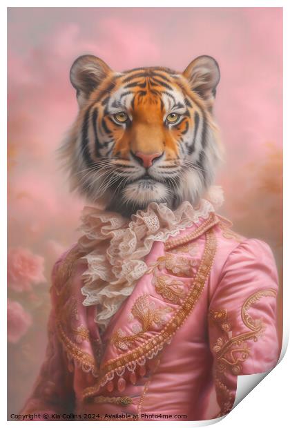 Pink Tiger Portrait Print by Kia Collins