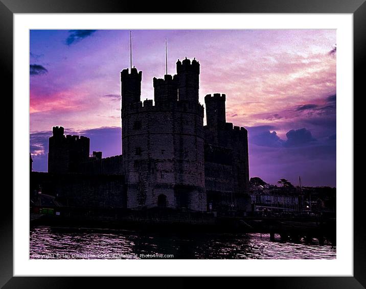Caernarfon Castle Silhouette Framed Mounted Print by Ian Donaldson