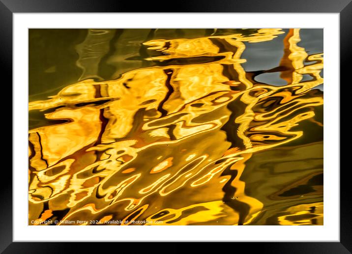 Water Reflection Abstract Kinkaku-Ji Golden Temple Kyoto Japan Framed Mounted Print by William Perry