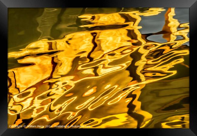 Water Reflection Abstract Kinkaku-Ji Golden Temple Kyoto Japan Framed Print by William Perry