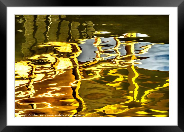 Water Reflection Abstract Kinkaku-Ji Golden Temple Kyoto Japan Framed Mounted Print by William Perry