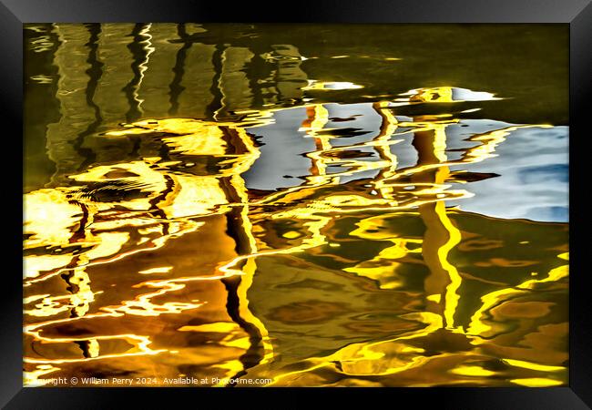 Water Reflection Abstract Kinkaku-Ji Golden Temple Kyoto Japan Framed Print by William Perry