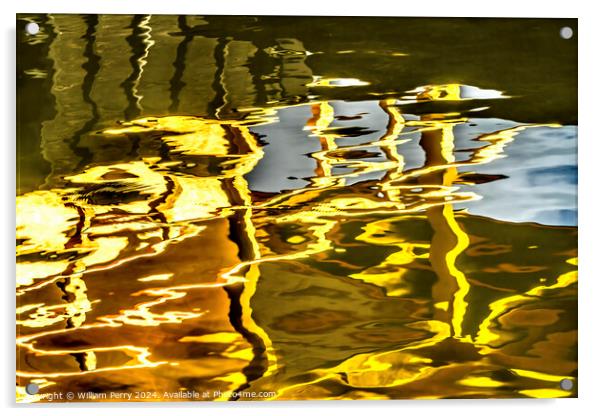 Water Reflection Abstract Kinkaku-Ji Golden Temple Kyoto Japan Acrylic by William Perry