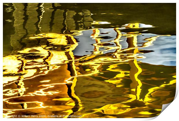 Water Reflection Abstract Kinkaku-Ji Golden Temple Kyoto Japan Print by William Perry