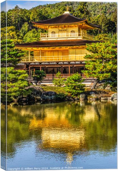 Water Reflection Garden Kinkaku-Ji Golden Pavilion Temple Kyoto  Canvas Print by William Perry