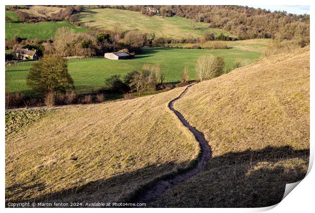 Trail over the hills Print by Martin fenton