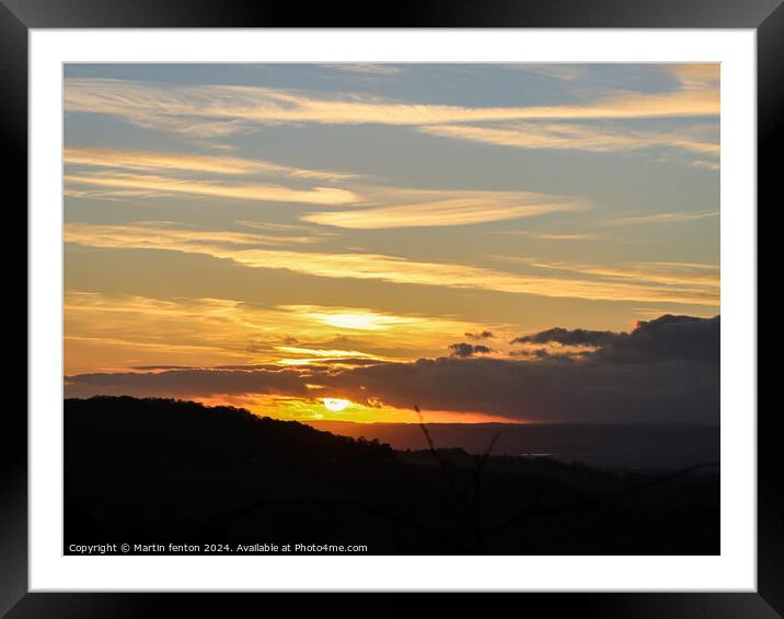 Crickley hill Cotswolds sunset Framed Mounted Print by Martin fenton