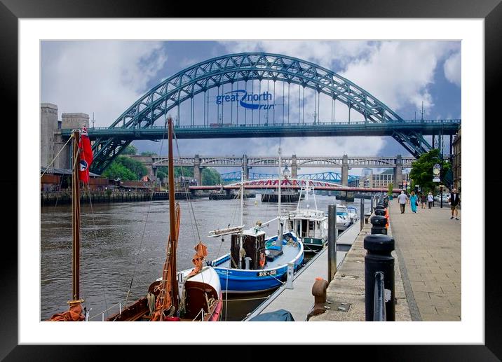 Newcastle Bridges and Quayside Framed Mounted Print by Martyn Arnold