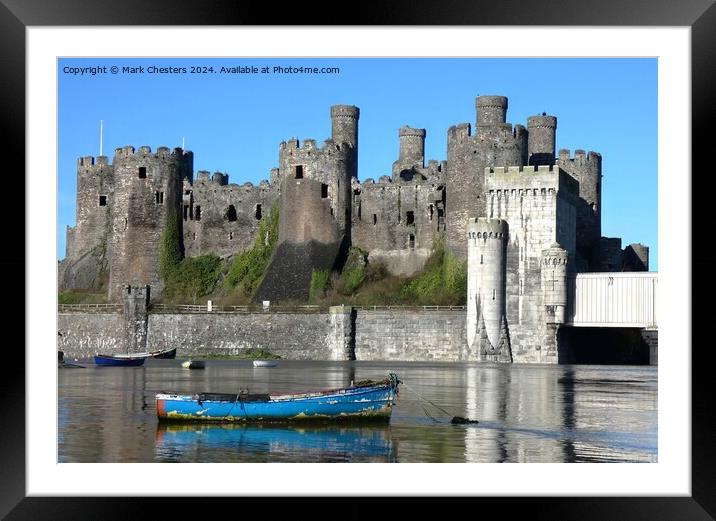 Conwy Castle and boats on a February day Framed Mounted Print by Mark Chesters
