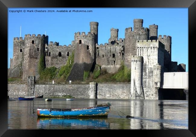Conwy Castle and boats on a February day Framed Print by Mark Chesters