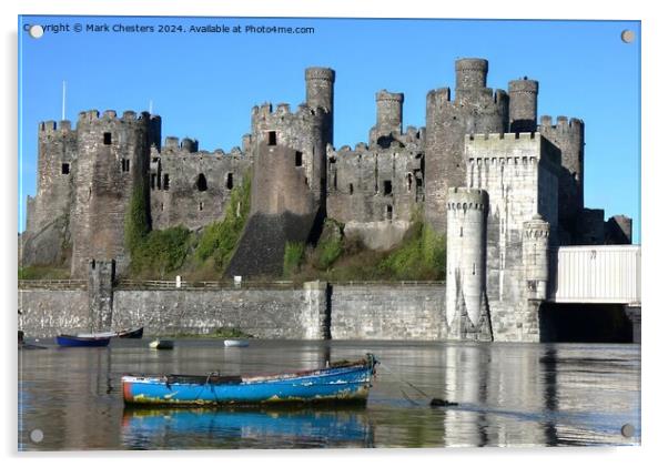 Conwy Castle and boats on a February day Acrylic by Mark Chesters