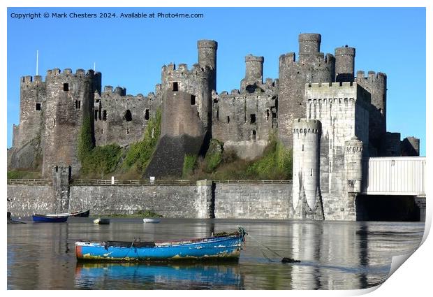 Conwy Castle and boats on a February day Print by Mark Chesters