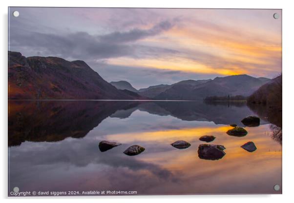 Ullswater sunset the Lakes Acrylic by david siggens