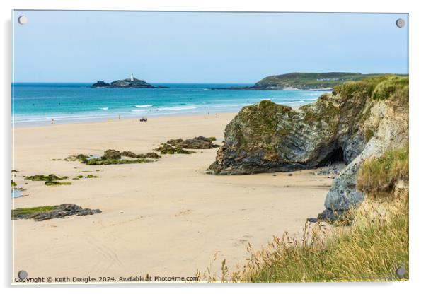 Godrevy Cove and Island, Cornwall Acrylic by Keith Douglas